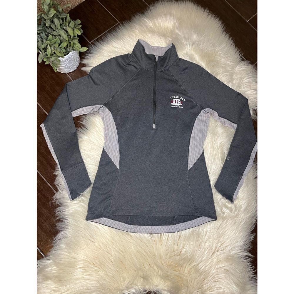 Under Armour semi fitted cold gear Texas A&M grey 3/4 zip pullover sz Medium